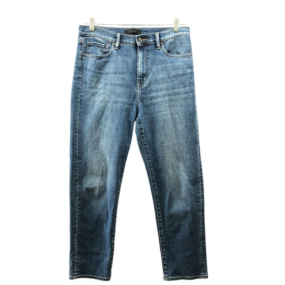 Uniqlo High Rise Straight Jean Womens 30 Blue Stretch Medium Wash - Picture 1 of 10